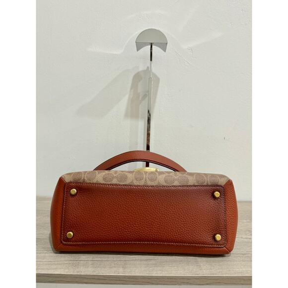 Coach Signature Coated Canvas May Small Flap Shoulder Handbag Tan Rust - Picture 11 of 13